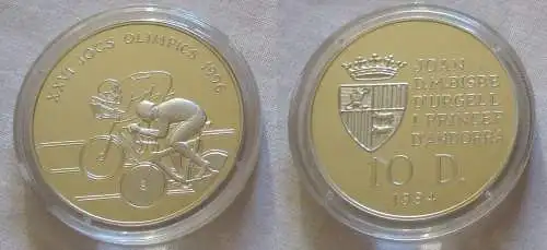 10 Diners Silber Münze Andorra Olympiade 1996 Atlanta Radfahrer 1994 (125988)