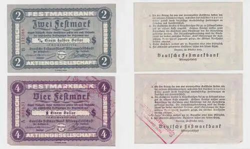 2 + 4 Festmark Banknote Notgeld Deutsche Festmarkbank AG Bremen 1923 (137860)