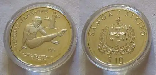 10 Dollar Silber Münze Samoa Olympiade 1996 Atlanta Turmspringer 1994 (126624)