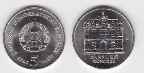 DDR Gedenk Münze 5 Mark Dresden Zwinger 1985 Stempelglanz (102464)