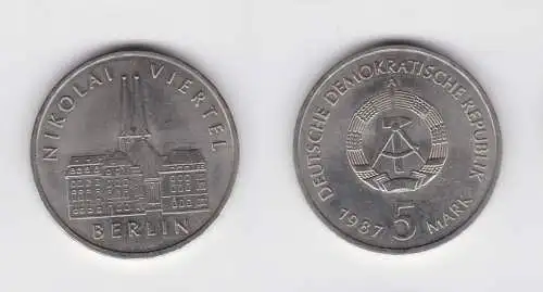 DDR Gedenk Münze 5 Mark Berlin Nikolai Viertel 1987 Stempelglanz (136499)