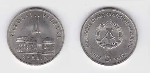 DDR Gedenk Münze 5 Mark Berlin Nikolai Viertel 1987 Stempelglanz (136994)