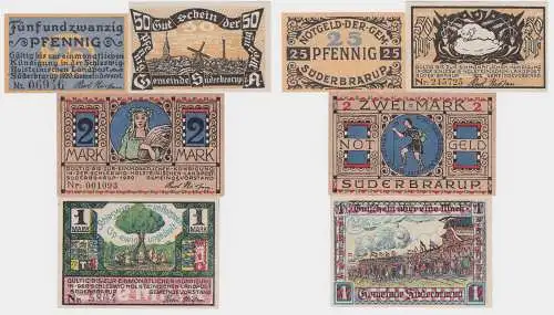 4 Banknoten Notgeld Gemeinde Süderbrarup 1920 (122053)