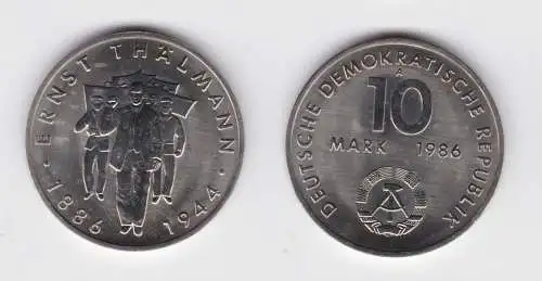 DDR Gedenk Münze 10 Mark Ernst Thälmann 1986 Stempelglanz (137077)