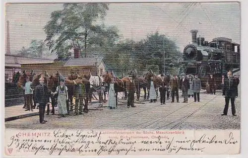 15081 Ak Chemnitz - Ein Lokomotiventransport der sächs. Maschinenfabrik 1906