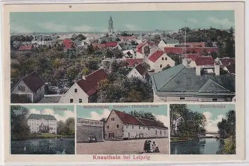 41847 Mehrbild Ak Knauthain bei Leipzig - Schloss, Elster-Brücke, Mühl-Schänke