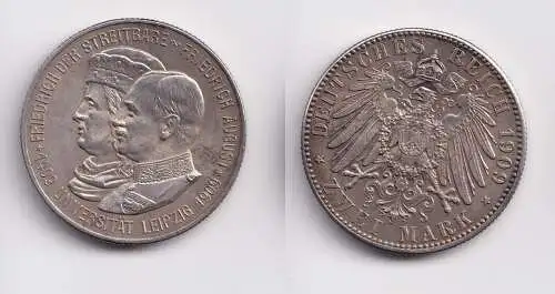 2 Mark Silber Münze Sachsen Universität Leipzig 1909 Jäger 138 vz (158591)