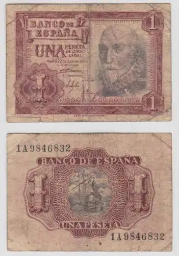 1 Peseta Banknote Spanien Banco de Espana 22.07.1953 Pick 144 (120188)