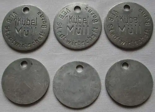 3x Müllmarke DDR VEB Stadtwirtschaft Borna 1 Kübel Müll (153896)