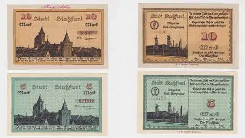 5 und 10 Mark Banknoten Notgeld Stadt Staßfurt 1.10.1918 (122829)