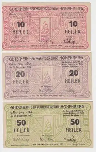 10, 20 und 50 Heller Banknote Hohenberg (137472)