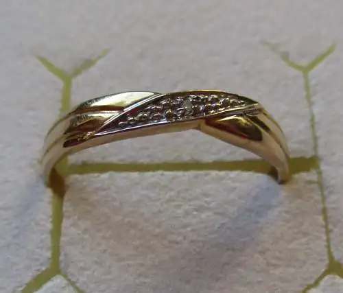 hochwertiger 585er 14 Karat Gold Ring mit kleinem Diamantem (162124)