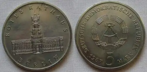 DDR Gedenk Münze 5 Mark Berlin Rotes Rathaus 1987 (162391)