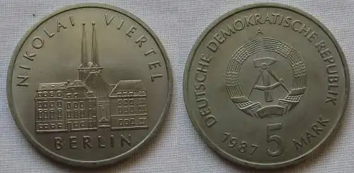 DDR Gedenk Münze 5 Mark Berlin Nikolai Viertel 1987 (162260)