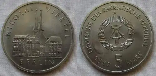 DDR Gedenk Münze 5 Mark Berlin Nikolai Viertel 1987 (162261)