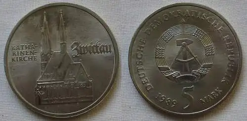 DDR Gedenk Münze 5 Mark Zwickau Katharinenkirche 1989 (162523)