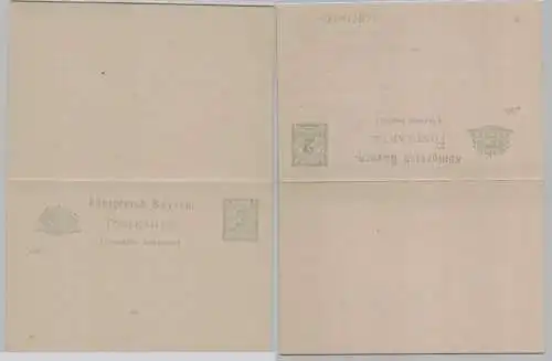 20400 GS Postkarte mit Antwort P52/01 Bayern 2 Pfennig um 1900