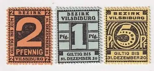 1, 2 & 5 Pfennig Banknoten Notgeld Bezirk Vilsbiburg 1920 (105124)