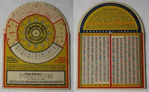 Patent Drehscheibe "Kalender Uhr 1601-2000 Ewiger Kalender" um 1930 (141143)