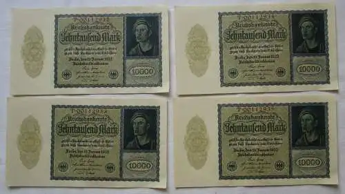 4 x 10000 Mark 19.1.1922 mit fortlaufender Nummer UNC (152500)