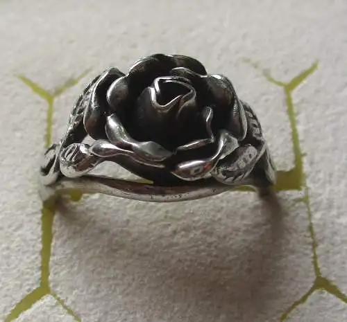 hübscher Damen Ring 835er Silber mit plastischer Rose (112784)