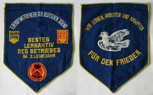 DDR Wimpel 3. Berufswettbewerb Bestes Lernaktiv des Betriebes FDJ FDGB (145997)