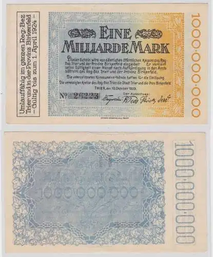 1 Milliarde Mark Banknote Inflation Notgeld Stadt Trier 10.10.1923 (137856)