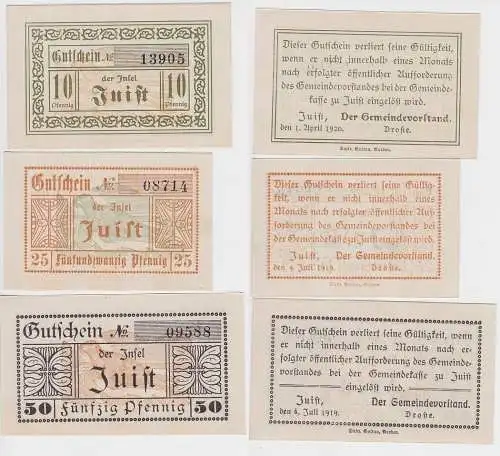 10 bis 50 Pfennig Banknote Notgeld Gemeinde Juist 1919/1920 (143691)