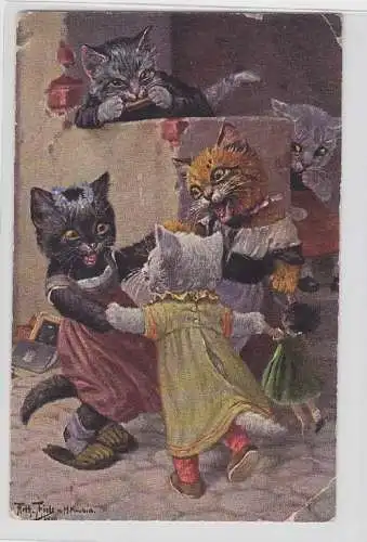 88814 Arthur Thiele Künstler Ak Katzen spielen und Tanzen 1926