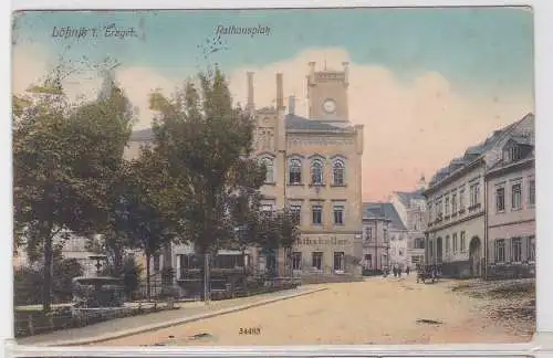 70075 AK Lößnitz im Erzgebirge - Rathausplatz mit Rathskeller 1912