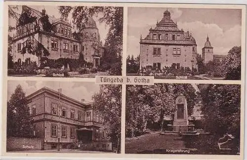 02688 Mehrbild Ak Tüngeda b. Gotha - Schloß, Schule und Kriegerehrung 1939