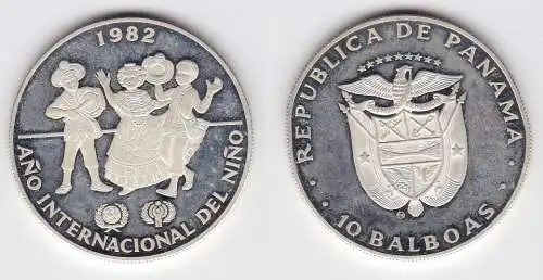 10 Balboas Silber Münze Panama Internationales Jahr des Kindes 1982 (109113)