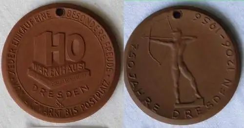 seltene DDR Porzellan Medaille Dresden HO Warenhaus 750 Jahrfeier 1956 (112926)