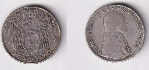 20 Kreuzer Silber Münze Österreich Salzburg Hieronymus Collorado 1776 (128217)