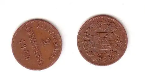 2 Pfennig Kupfer Münze Bayern 1869