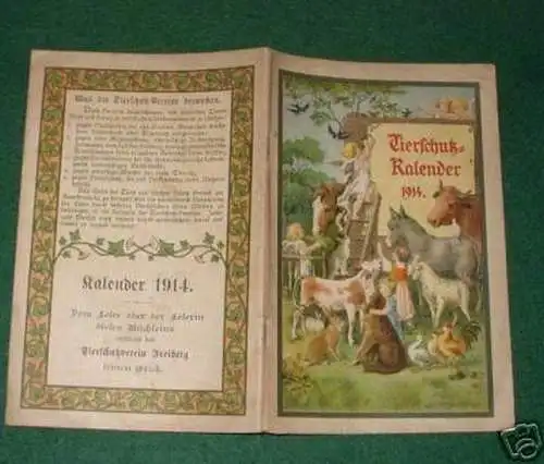 schöner Tierschutz-Kalender 1914 Freiberg