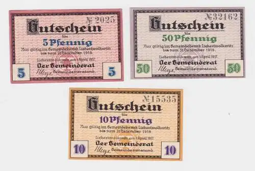 5 - 50 Pfennig Banknote Notgeld Gemeinde Liebertwolkwitz 1.4.1917 (136241)