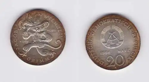 DDR Gedenk Münze 20 Mark Gebrüder Grimm 1986 Stgl. (135549)