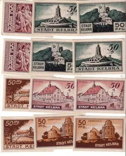 12 x Banknoten Notgeld der Stadt Kelbra 1921