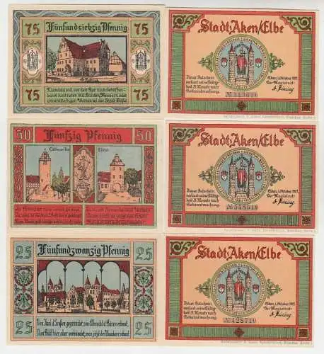 kompl. Serie mit 6 Banknoten Notgeld Stadt Aken 1921