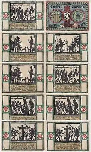 10 Banknoten Notgeld Stadt Zörbig Anhalt 1921