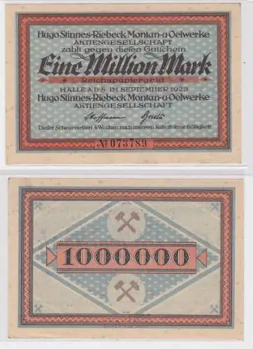 1 Million Mark Banknote Inflation Hugo Stinnes Riebeck Montan- & Ölwerke Halle 1