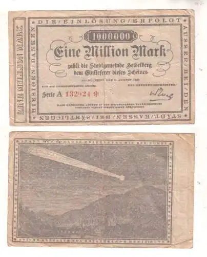 Banknote Inflation 1 Million Mark Stadtgemeinde Heidelberg 1923 (110152)