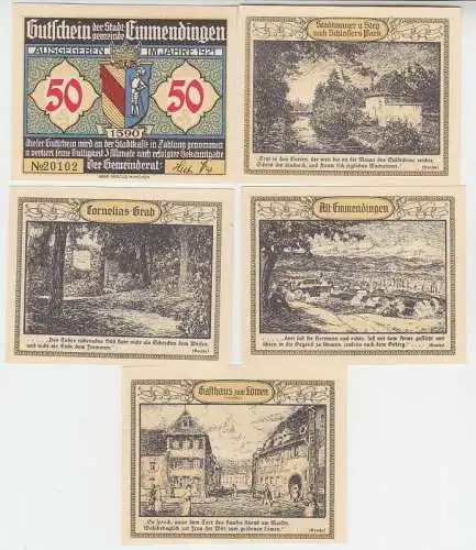 5 Banknoten Notgeld Stadt Emmendingen 1921