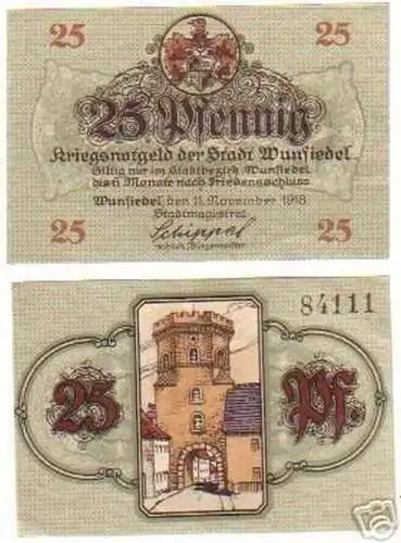 3 Banknoten Kriegsnotgeld der Stadt Wunsiedel 1918