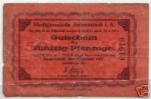 50 Pfennig Banknote Gemeinde Immenstadt im Allgäu 1917