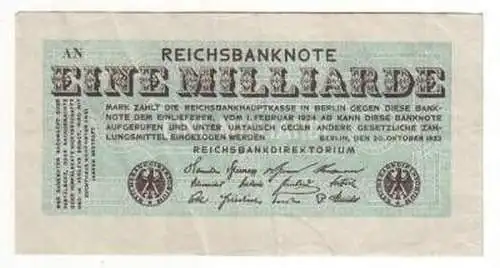 Banknote Inflation 1 Milliarde Mark Rosenberg 119 a