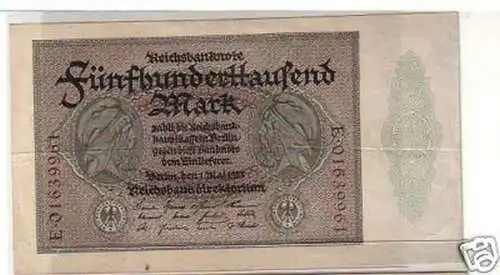 seltene Banknote 500000 Mark 1.5.1923 Rosenberg 87