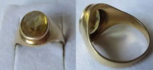 imposanter 585er Gold Damen Ring mit großem gelbem Edelstein (135956)