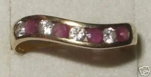 schöner Damen Ring 333er Gold mit rot weißen Steinen